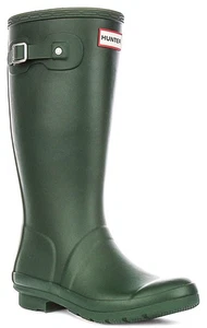 Hunter Original Knee High Rubber Wellies Junior Boots In Green UK 3.5 - Picture 1 of 12