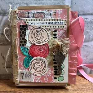 Mini Handmade Junk Journal with Ephemera Pack, Small Art Journal Scrapbook - Picture 1 of 8