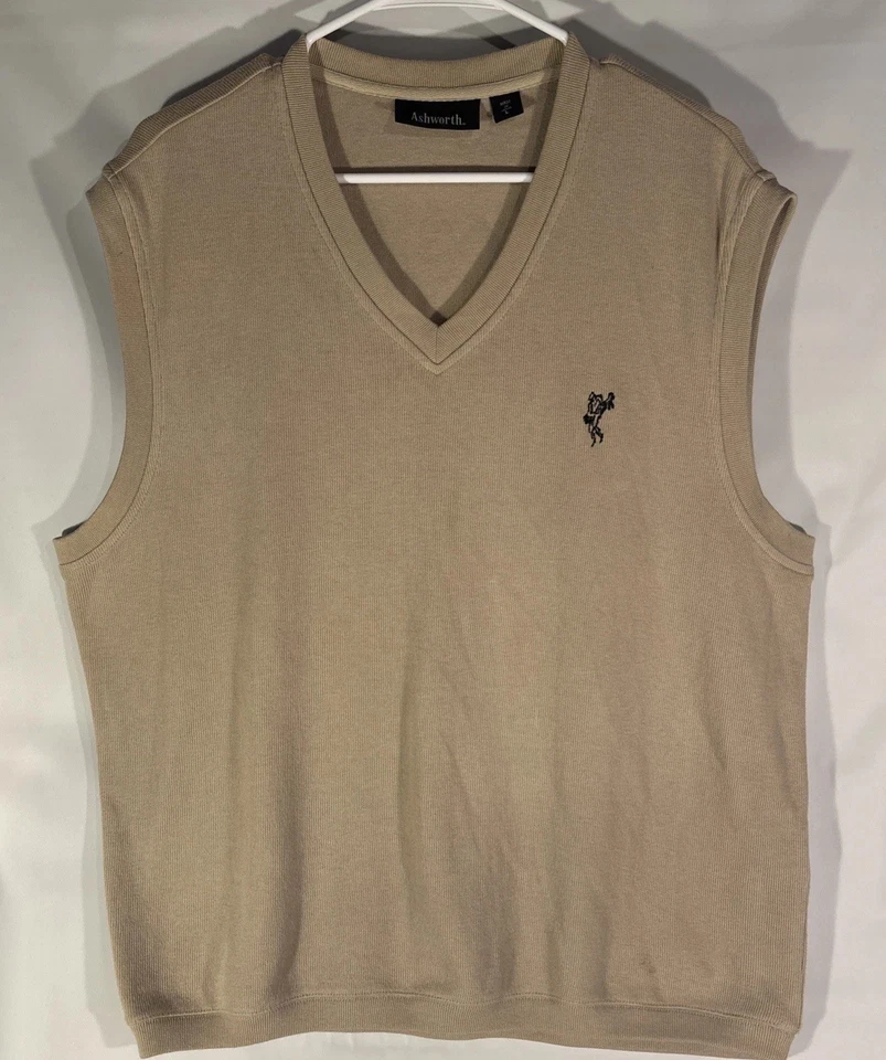 Chaleco Suéter Ashworth De Colección Talla L Para Hombres Beige Tejido Golf Sin Mangas Camiseta sin Mangas Foto 1 de 4