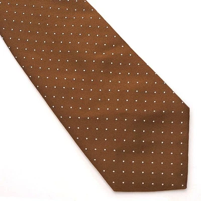 Винтажный галстук SEARS 1970-е серо-коричневый мокко в горошек полиэстер 3,5 дюйма x 56 дюймов - Изображение 1 из 3