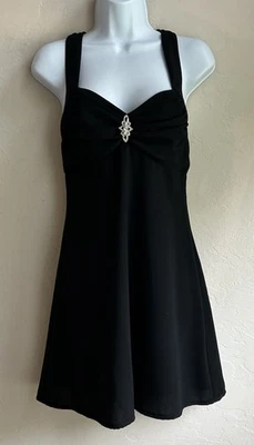 Vestido Babydoll Formal Vintage Años 90 Y2K Salto Negro Sin Mangas 7 8 Estrás Baile de graduación Hoco Foto 1 de 4