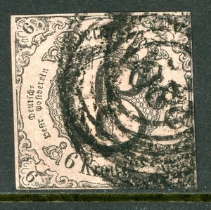 Germany States 1852 Thurn & Taxis Southern Dist 6k Rose Sc #45 VFU O685 - Picture 1 of 6