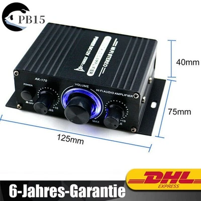 400W 12V 2Kanal Leistungsstarke Stereo Audio Endstufe HiFi Bass Amp Auto Zuhause - Bild 1 von 4