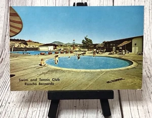 San Diego CA Rancho Bernardo Swim & Tennis Club Swimming Pool Postcard - Picture 1 of 4