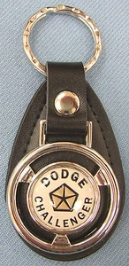 White CHALLENGER Dodge Mini Steering Wheel Leather Key Ring 1978 1979 1980 1981 - Picture 1 of 5