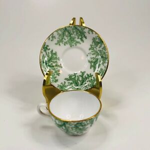 Spode Copeland Green Coral Y6329 2" Miniature Tea Cup & Saucer