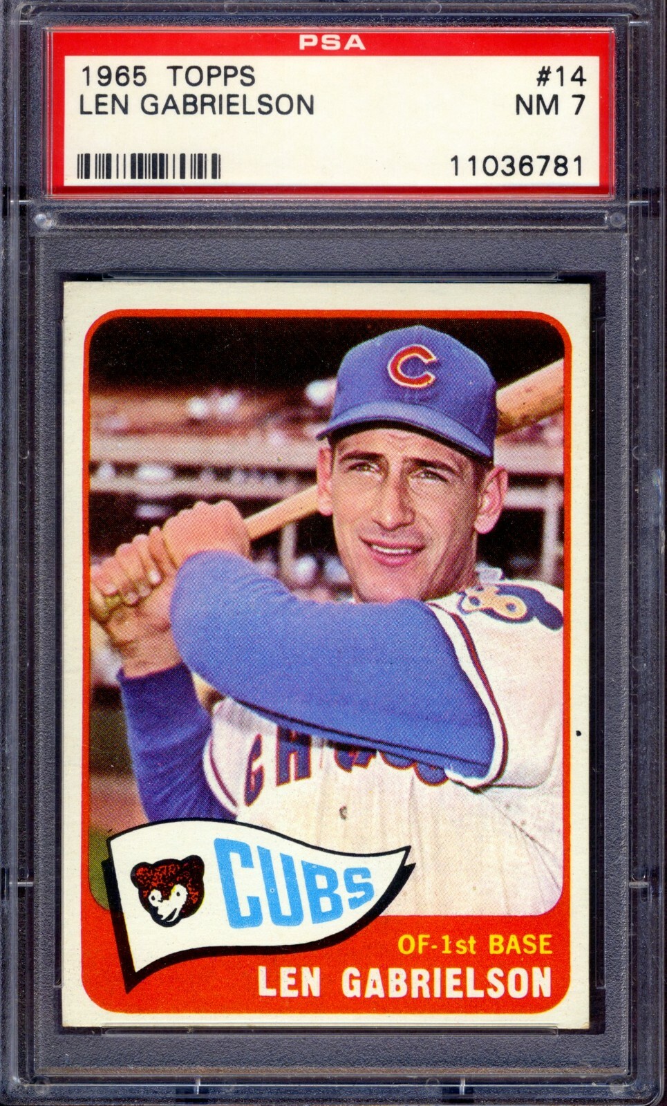 1965 Topps #14 Len Gabrielson PSA 7 NM *Chicago Cubs*