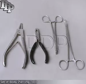 Set di strumenti per piercing corpo - pinze per anelli cattura sfere perline apri chiudi DS-749 - Foto 1 di 3