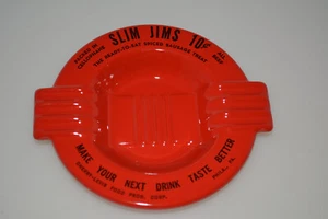 Vintage NOS SLIM JIM Meat Snack Enamelware Ashtray Bar Advertising Rare Unused - Picture 1 of 2