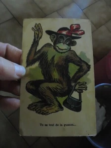 Carte Postale Fantaisie " Tu as tout de la Guenon " Singe Chimpanzé - Picture 1 of 2