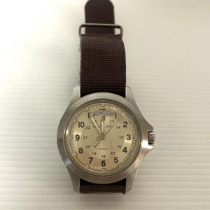 Hamilton Khaki Field H644510 Day Date Quartz Men's Watch Flat Battery - Picture 1 of 3