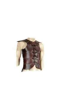 Giacca di pelle corazzata pettorale medievale SCA vichingo indossabile marrone costume - Foto 1 di 3
