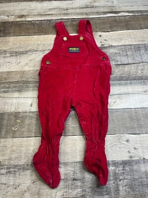 Mono de pana Osh Kosh B'Gosh años 90 de colección clásico algodón bebé 6-9 m rojo Foto 1 de 4