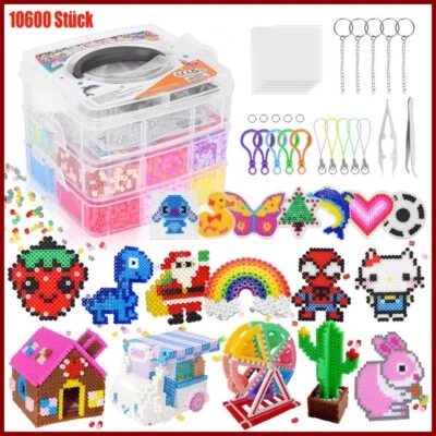 10600Stück Bügelperlen Set Steckperlen mit Aufbewahrungsbox,Bügelperlen Platten. - Bild 1 von 4