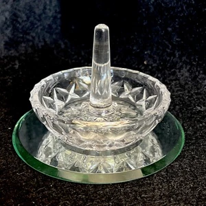 Vintage Lead Cut glass Ring Holder Trinket Dish Holder - Picture 1 of 4