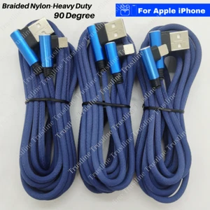 3X 90 Degree Elbow USB Charger Cable 10FT For iPhone 14 13 12 8 6 5 XR Data Cord - Picture 1 of 6