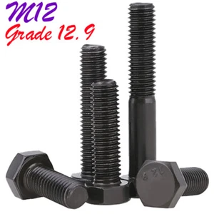 M12 - 1.75 High Tensile 12.9 Steel Hex Head Bolts Hexagon Head Cap Screws DIN933 - Picture 1 of 16