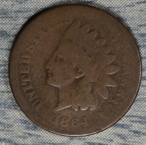 1864 Indian Cent with Rotated Reverse - Problem-Free About Good Cover
