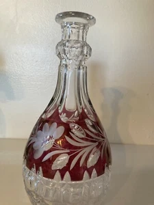 Vtg CRANBERRY CRYSTAL Cut Glass Decanter NO Finial - Picture 1 of 10