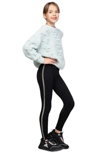 Girls Casual Striped Leggings Childs Stretchy Comfy Pants Soft Trousers FS0059 - Picture 1 of 10