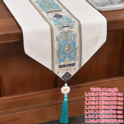 1PC Ethnic Table Runner Linen Blend Mat Cover Tassel Party Home Decor Retro Chic - Image 1 of 4