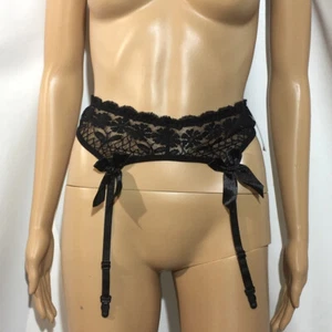 New with tags Thideau Black lace garter belt with bows size XS adjustable straps - Picture 1 of 12