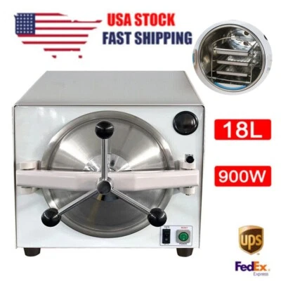 Esterilizador autoclave de vapor médico 18L 900W máquina esterilizadora de laboratorio dental EE. UU. Foto 1 de 4