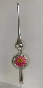 Alte Christbaumspitze mit Reflexkugel Silber Pink Gold OVP 6655/22 - Picture 1 of 5