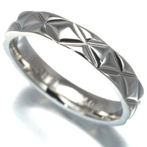 Auth CHANEL Ring Matelasse Medium EU49 950 Platinum - Picture 1 of 4