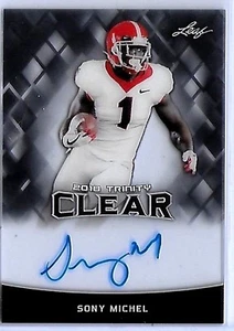 Sony Michel RC 2018 Leaf Trinity Clear Gray Rookie Autograph!Patriots RB RC/Rams - Picture 1 of 1