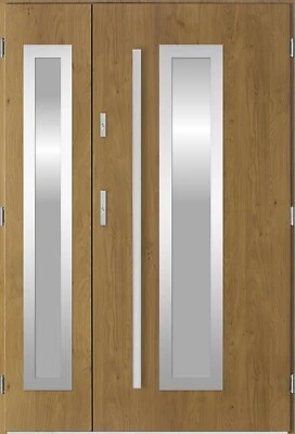 Modern Front Entry Double Door, Side Panel, Wood Effect, Globarro PS HE2 - Image 1 of 4
