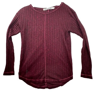 Michael Stars Womens Dark Red Long Sleeve Shirt One Size OS Ribbed Rayon Thermal - Image 1 of 4
