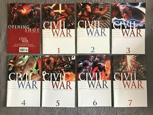 CIVIL WAR (2006) #1-7 & Opening Shot Sketchbook complete lot (NM+/9.6) 