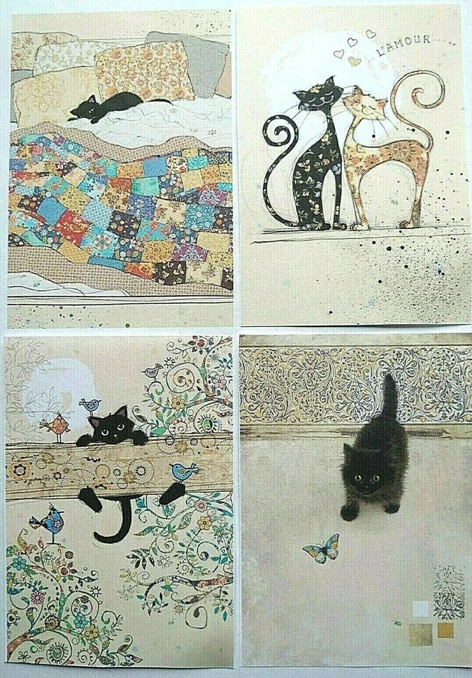 Bug Art Black Cat Card - 16.7 x 11.8cms - Blank Inside - 4 Design Choice - Image 1 of 1