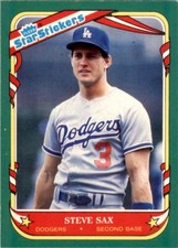 1987 Fleer Star Stickers. Steve Sax . Los Angeles Dodgers #106