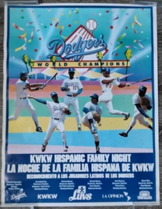 VINTAGE BASEBALL LOS ANGELES DODGERS KWKW HISPANIC FAMILY NIGHT POSTER 80'S - Picture 1 of 6