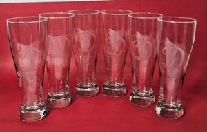 6 Tall 9 1/8" Etched Monogrammed Letter "D" 20 oz. Pilsner Beer Drinking Glasses - Picture 1 of 9
