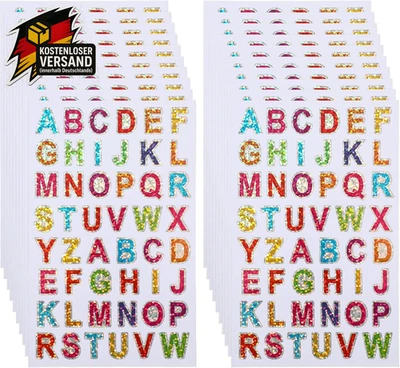Glitzer Buchstaben Aufkleber Sticker Bunte Selbstklebende Letter 20 Stück - Bild 1 von 4