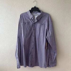 Reel legends Pesca Manica Lunga Casual Plaid Viola, Camicia Uomo Nuova con etichette Taglia XL - Foto 1 di 8