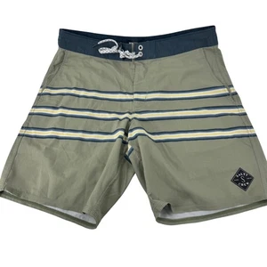 Salty Crew Board Shorts Mens Size 32 Khaki Striped Essential Swim Trunks - Picture 1 of 8