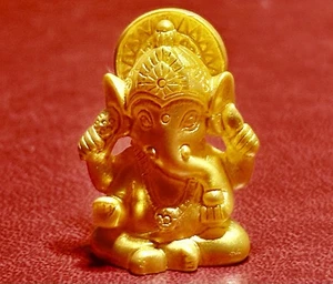 GANESHA HINDU GOD of WISDOM MINIATURE RESIN FIGURINE DOLLHOUSE SHRINE ORNAMENT - Picture 1 of 6