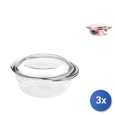 3X Casseroles Rondes Avec Couvercles Ocuisine 1,6 Transparent Pyrex - Photo 1/3