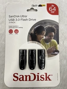 SanDisk 3 Pack 64GB Ultra USB 3.0 Flash Drive - Afbeelding 1 van 2