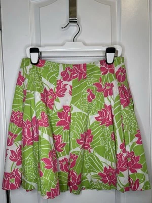 Falda plisada Lilly Pulitzer para mujer talla 10 ranas almohadillas de lirio forradas cremallera lateral Foto 1 de 4