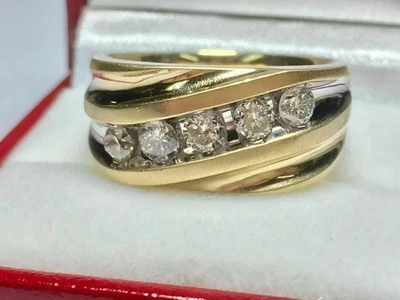 2CT Round Cut Lab Created Diamond Men's Wedding Band Ring 14K Yellow Gold Plated - Image 1 of 4
