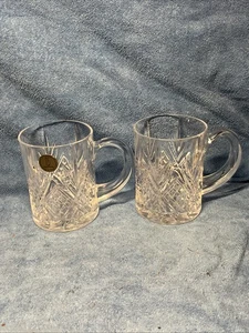 Vintage Set Of 2 Paul Sebastian 24% Lead Crystal Glass Mugs France Beautiful - Picture 1 of 6
