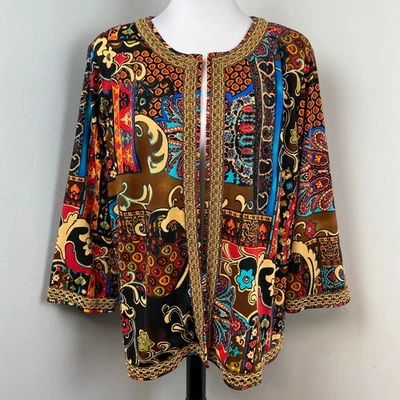 Chaqueta Blazer Cárdigan Artístico Vintage Joan Rivers Marroquí Acampanado Frente Abierto 1X  Foto 1 de 4