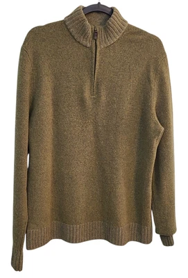 Suéter Negro Marrón 1826 Para Hombres L Oliva Corderos Mezcla Lana 1/4 Cremallera Cabincore Preppy Foto 1 de 4