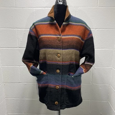 复古 Woolrich 西南风格牛仔牧场羊毛毯子外套 M 码美国 — 第 1/4 张图片