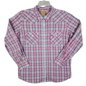 Camisa a Presión Wrangler Perla Manga Larga Rosa Gris Vaquera Occidental XL - Imagen 1 de 15